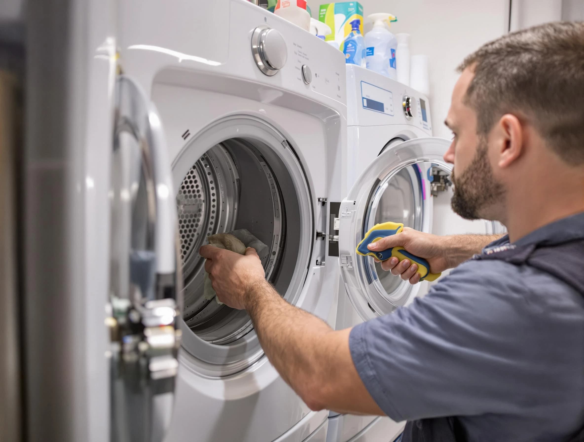 Surprise Dryer Vent Cleaning specialist removing lint buildup from a dryer lint trap system in Surprise