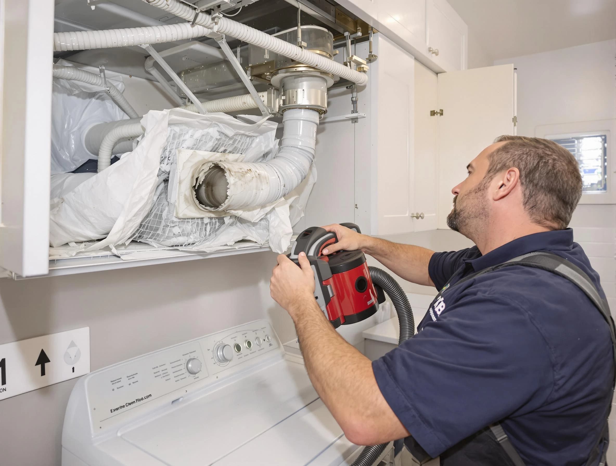 Surprise Dryer Vent Cleaning technician performing professional exhaust vent cleaning at a residential property in Surprise