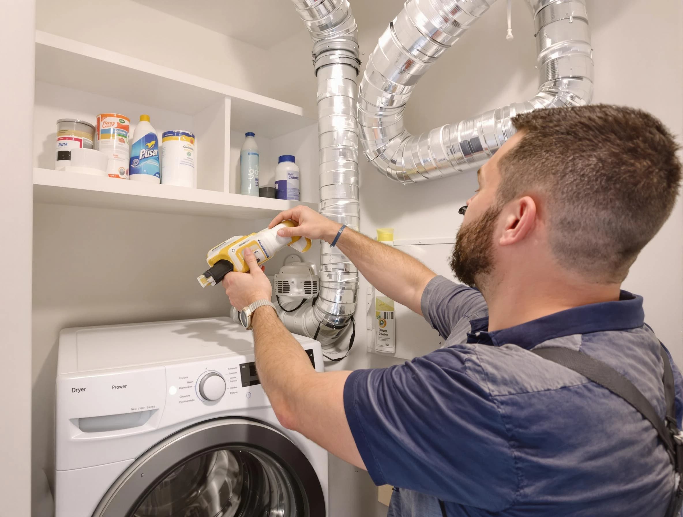 Surprise Dryer Vent Cleaning technician performing dryer vent cleaning at a home in Surprise