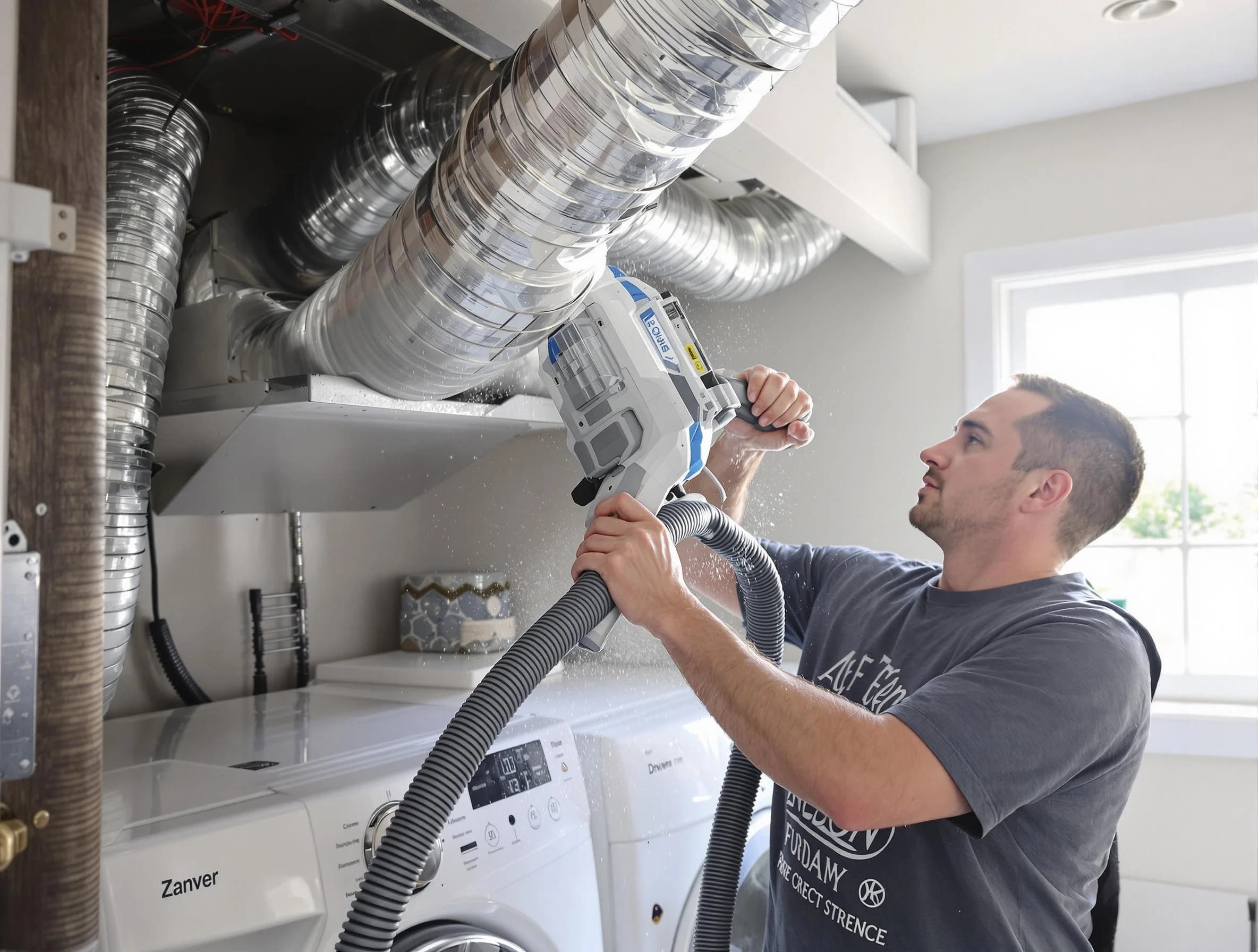 Surprise Dryer Vent Cleaning specialist cleaning deep within a dryer vent duct system in Surprise