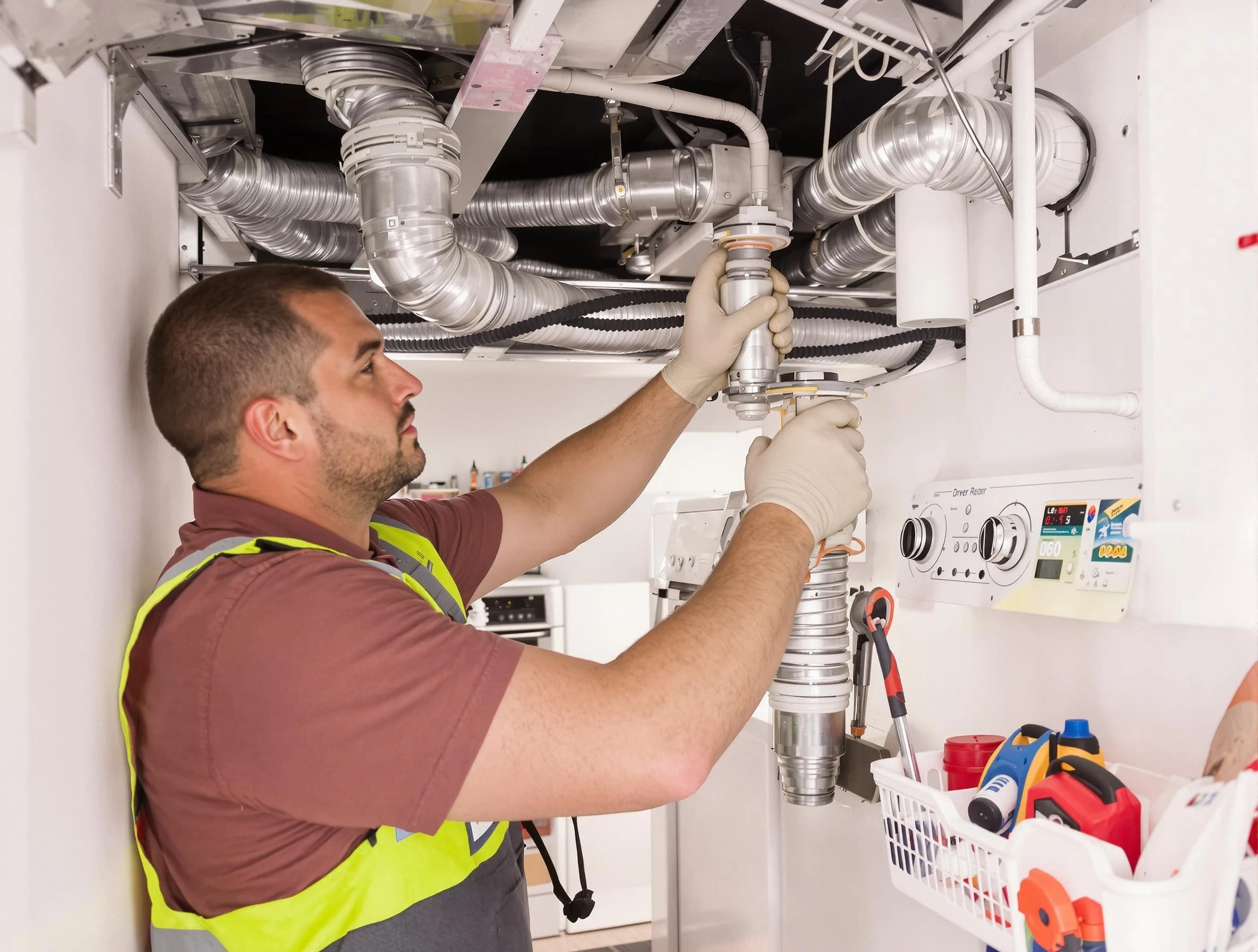 Surprise Dryer Vent Cleaning expert performing both repair and installation work on a dryer vent system in Surprise